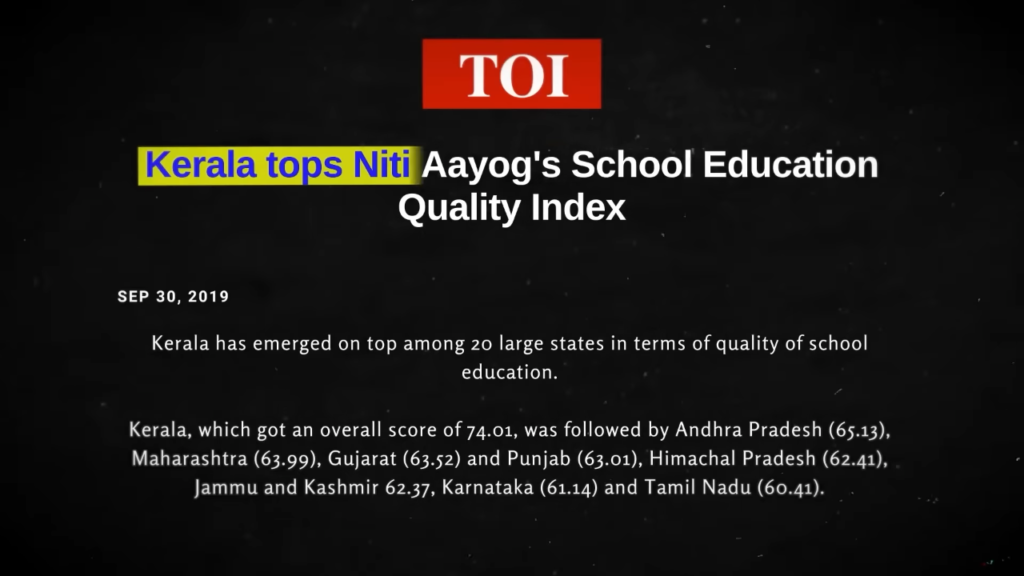 kerala tops niti aayog'school education quality index
