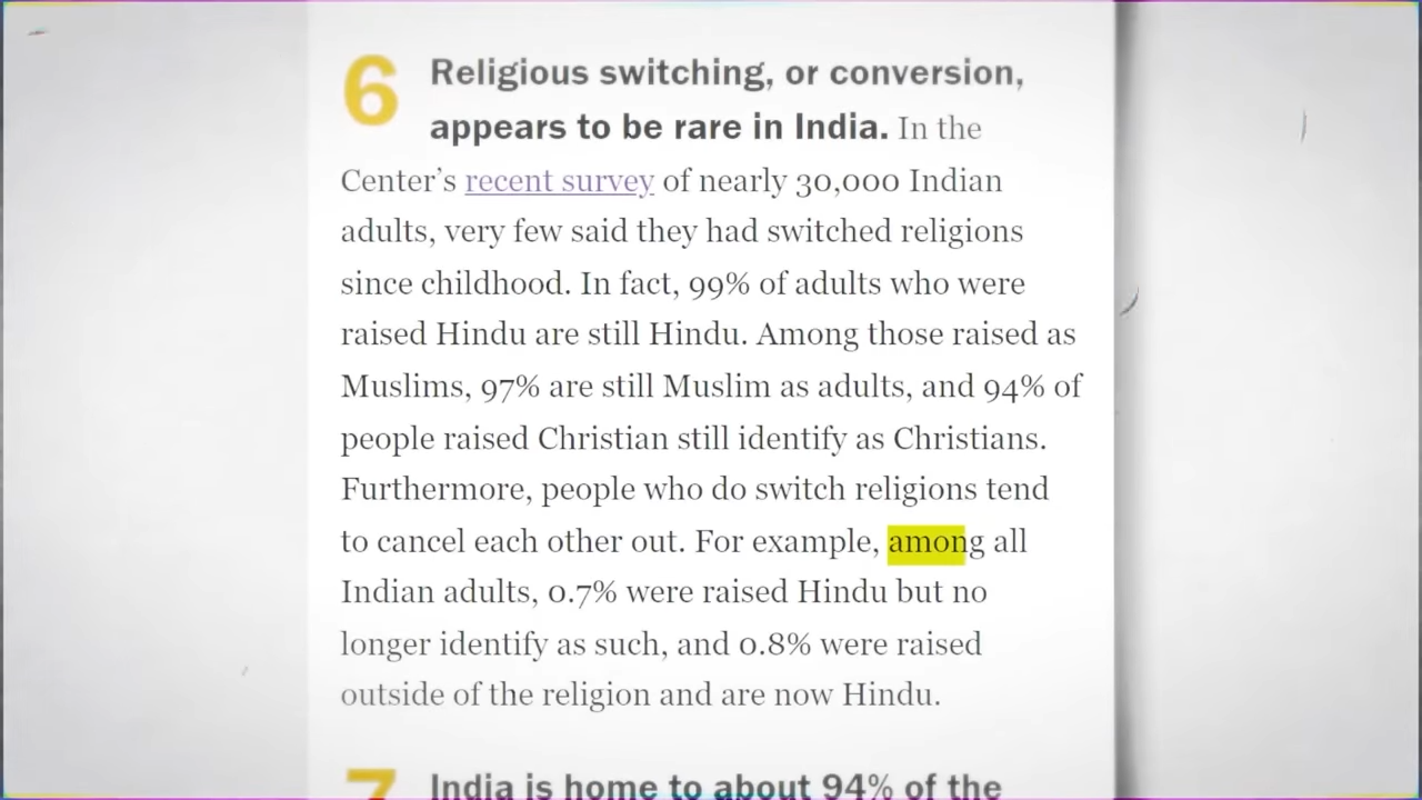 percentage of convertion from hinduism and muslim and chritianity