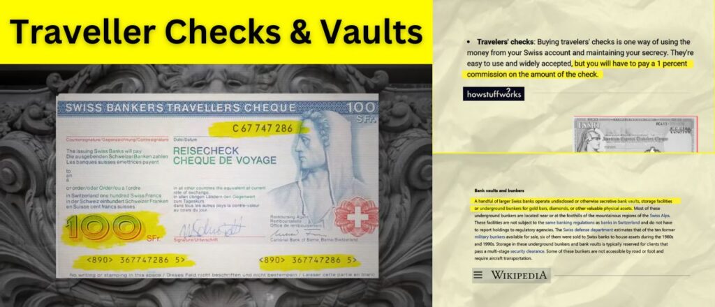 swiss bank traveller checks & vaults,swiss bank cheque,swiss bank traveller cheques,