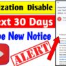 youtube monetization diable in 30 days